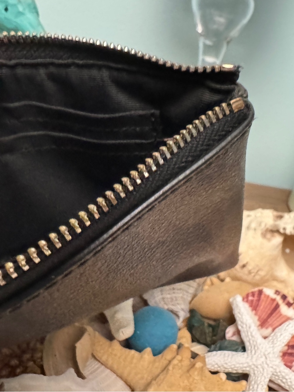 Coach Brown and Black Leather Zip Pouch with Gold Logo - Picture 3 of 11